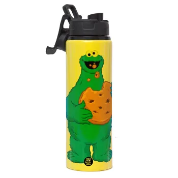 Cookie Monster, Μεταλλικό παγούρι νερού με καπάκι ασφαλείας, αλουμινίου 850ml