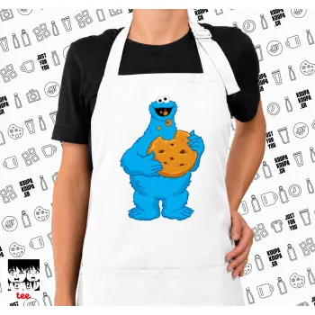 Cookie Monster, Ποδιά μακριά Σεφ ολόσωμη με τσέπες white (ΕΝΗΛΙΚΩΝ)