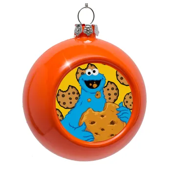 Cookie Monster, Orange Christmas tree ornament bauble 8cm