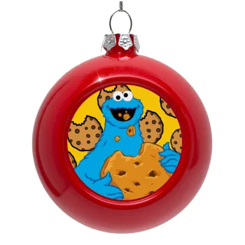 Cookie Monster, Red Christmas tree ornament bauble 8cm