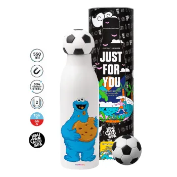Cookie Monster, Μπάλα ποδοσφαίρου μεταλλικό παγούρι θερμός, διπλού τοιχώματος, 550ml