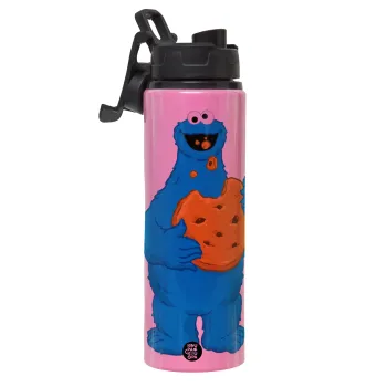 Cookie Monster, Μεταλλικό παγούρι νερού με καπάκι ασφαλείας, αλουμινίου 850ml