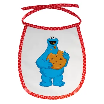 Cookie Monster, Σαλιάρα μωρού αλέκιαστη με κορδόνι Κόκκινη