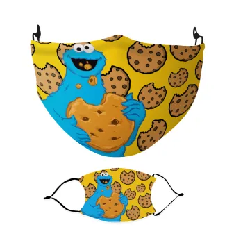 Cookie Monster, Μάσκα υφασμάτινη Ενηλίκων πολλαπλών στρώσεων με υποδοχή φίλτρου