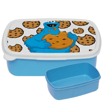 Cookie Monster, ΜΠΛΕ παιδικό δοχείο φαγητού (lunchbox) πλαστικό (BPA-FREE) Lunch Βox M18 x Π13 x Υ6cm