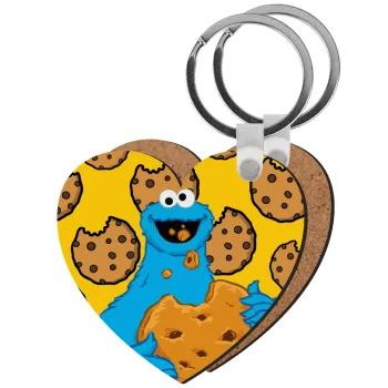 Cookie Monster, Μπρελόκ Ξύλινο καρδιά MDF