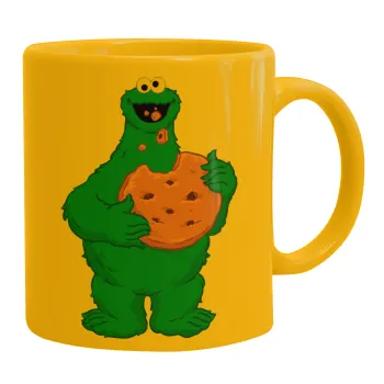 Cookie Monster, Ceramic coffee mug yellow, 330ml