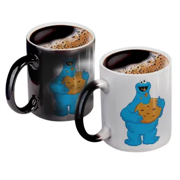 Cookie Monster, Κούπα Μαγική, κεραμική, 330ml που αλλάζει χρώμα με το ζεστό ρόφημα