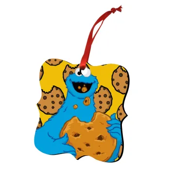 Cookie Monster, Christmas ornament polygon wooden 7.5cm