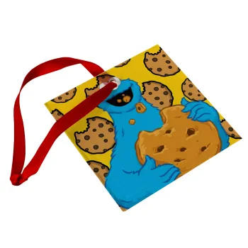 Cookie Monster, Christmas ornament, glass square ornament 9x9cm