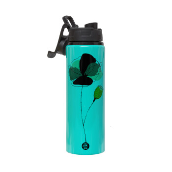 Red poppy flowers papaver, Metallic water bottle with safety lid, 850ml aluminum