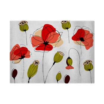 Red poppy flowers papaver, Επιφάνεια κοπής γυάλινη (38x28cm)