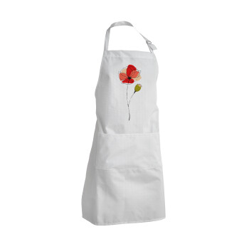 Red poppy flowers papaver, Adult Chef Apron (with sliders and 2 pockets)