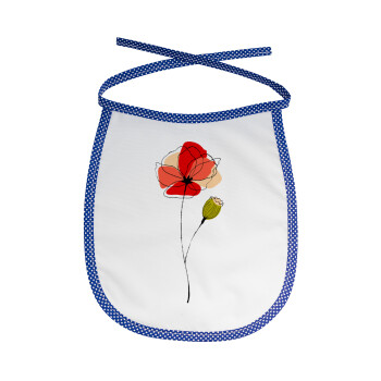 Red poppy flowers papaver, Σαλιάρα μωρού αλέκιαστη με κορδόνι Μπλε
