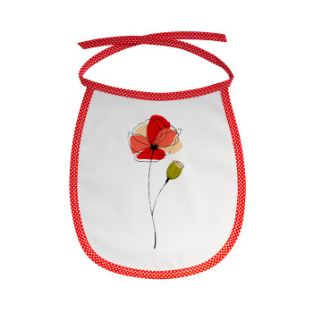 Red poppy flowers papaver, Σαλιάρα μωρού αλέκιαστη με κορδόνι Κόκκινη