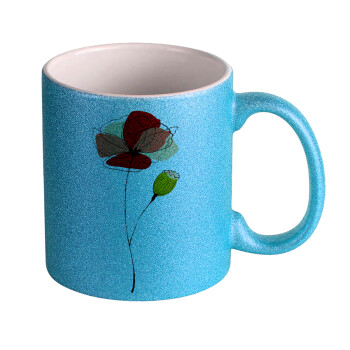 Red poppy flowers papaver, Κούπα Σιέλ Glitter που γυαλίζει, κεραμική, 330ml