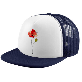 Red poppy flowers papaver, Καπέλο παιδικό Soft Trucker με Δίχτυ Dark Blue/White 