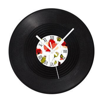 Red poppy flowers papaver, Ρολόι τοίχου Βινύλιο (30cm)