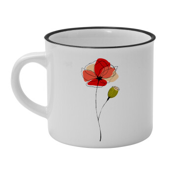 Red poppy flowers papaver, Κούπα κεραμική vintage Λευκή/Μαύρη 230ml