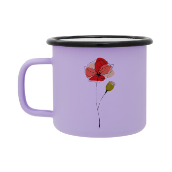 Red poppy flowers papaver, Κούπα Μεταλλική εμαγιέ ΜΑΤ Light Pastel Purple 360ml