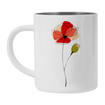 Red poppy flowers papaver, Mug Stainless steel double wall 300ml