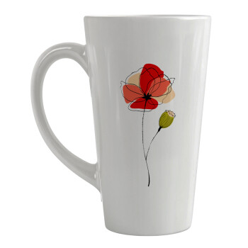 Red poppy flowers papaver, Κούπα κωνική Latte Μεγάλη, κεραμική, 450ml