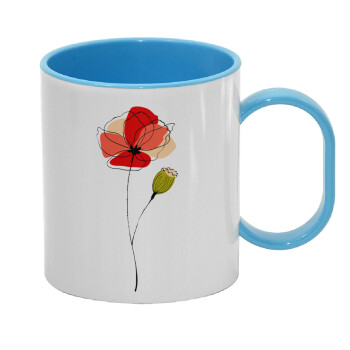 Red poppy flowers papaver, Κούπα (πλαστική) (BPA-FREE) Polymer Μπλε για παιδιά, 330ml