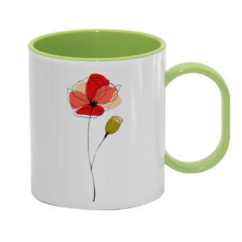 Red poppy flowers papaver, Κούπα (πλαστική) (BPA-FREE) Polymer Πράσινη για παιδιά, 330ml