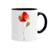 Red poppy flowers papaver, Κούπα χρωματιστή μαύρη, κεραμική, 330ml