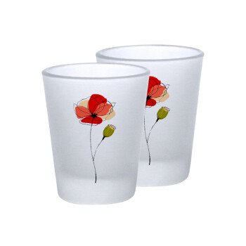 Red poppy flowers papaver, Σφηνοπότηρα γυάλινα 45ml του πάγου (2 τεμάχια)