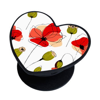Red poppy flowers papaver, Phone Holders Stand  καρδιά Μαύρο Βάση Στήριξης Κινητού στο Χέρι