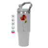 ΓΚΡΙ Travel Tumbler Θερμός με χερούλι και καλαμάκι 890ml