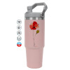 ΡΟΖ Travel Tumbler Θερμός με χερούλι και καλαμάκι 890ml