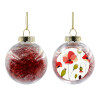Στολίδι Χριστουγεννιάτικη μπάλα δένδρου διάφανη με κόκκινο γέμισμα 8cm