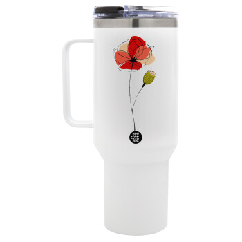 Red poppy flowers papaver, Mega Stainless steel Tumbler with lid, double wall 1,2L