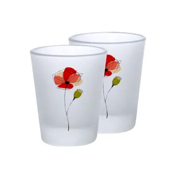 Red poppy flowers papaver, Σφηνοπότηρα γυάλινα 45ml του πάγου (2 τεμάχια)