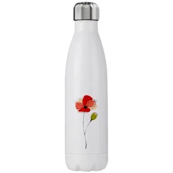 Red poppy flowers papaver, Μεταλλικό παγούρι θερμός (Stainless steel), διπλού τοιχώματος, 750ml
