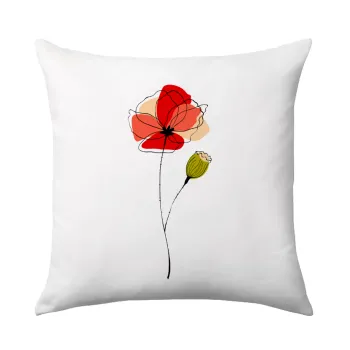 Red poppy flowers papaver, Μαξιλάρι καναπέ 40x40cm περιέχεται το  γέμισμα