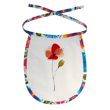 Red poppy flowers papaver, Σαλιάρα μωρού αλέκιαστη με κορδόνι Χρωματιστή