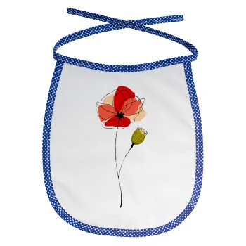 Red poppy flowers papaver, Σαλιάρα μωρού αλέκιαστη με κορδόνι Μπλε