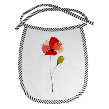 Red poppy flowers papaver, Σαλιάρα μωρού αλέκιαστη με κορδόνι Μαύρη