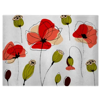 Red poppy flowers papaver, Επιφάνεια κοπής γυάλινη (38x28cm)