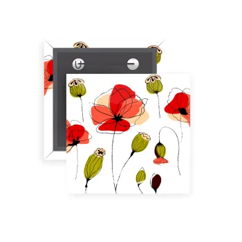 Red poppy flowers papaver, Κονκάρδα παραμάνα τετράγωνη 5x5cm