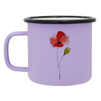 Red poppy flowers papaver, Κούπα Μεταλλική εμαγιέ ΜΑΤ Light Pastel Purple 360ml
