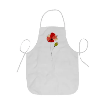 Red poppy flowers papaver, Ποδιά Σεφ ολόσωμη κοντή  Παιδική (44x62cm)