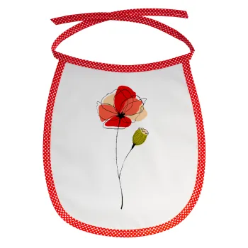 Red poppy flowers papaver, Σαλιάρα μωρού αλέκιαστη με κορδόνι Κόκκινη