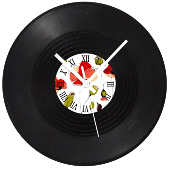 Red poppy flowers papaver, Ρολόι τοίχου Βινύλιο (30cm)