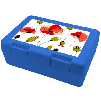 Red poppy flowers papaver, Παιδικό δοχείο κολατσιού ΜΠΛΕ 185x128x65mm (BPA free πλαστικό)