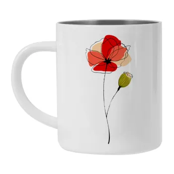 Red poppy flowers papaver, Κούπα Ανοξείδωτη διπλού τοιχώματος 300ml