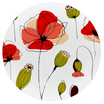 Red poppy flowers papaver, Mousepad Round 20cm